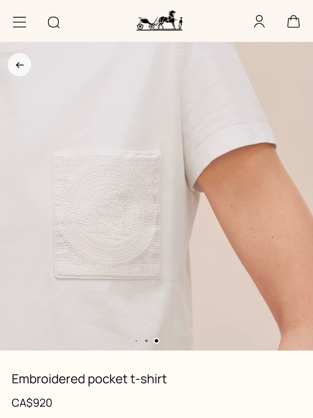 Hermes Embroidered White Pocket T-Shirt